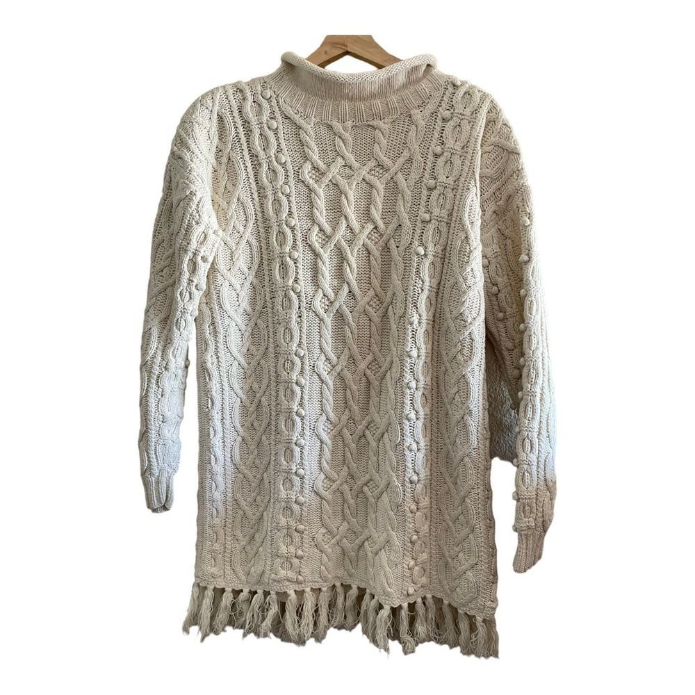 Vintage YARNWORKS Hand Knit Women's  Dress Crew Neck Long Sleeve